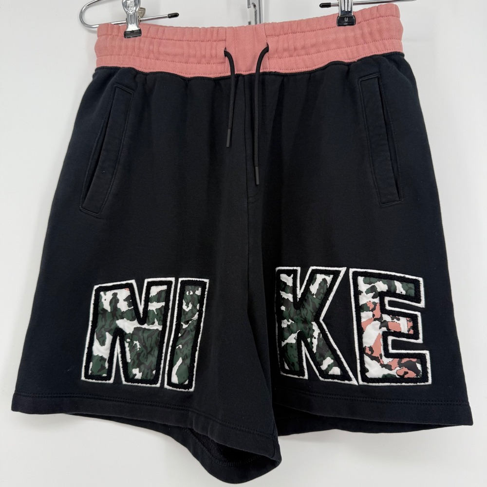 Nike Shorts Men's Small Black Drawstring Camo‎ Logo Athletic Casual